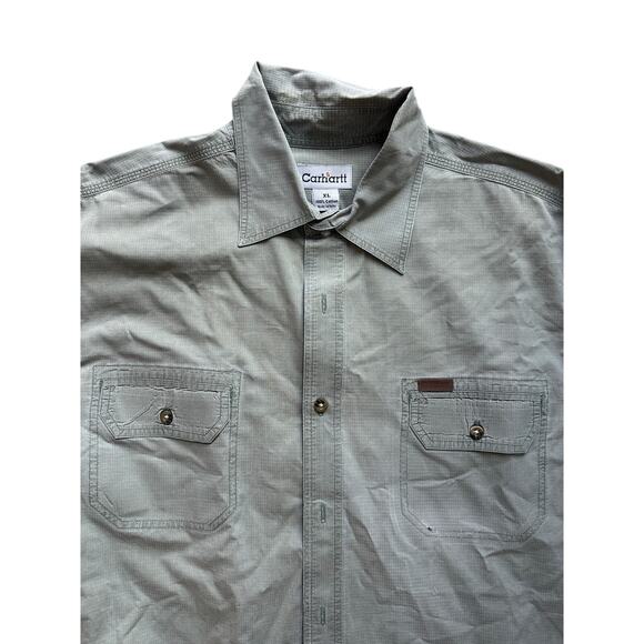 Carhartt Men’s XL Button Down Shirt 100% Cotton Woven Workwear Utility Green - Picture 2 of 4
